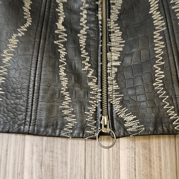 Free People Rock The Croc Black Lamb Leather Skirt - Picture 15 of 16